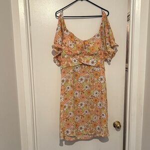 Floral Mini Dress in Orange and Yellow